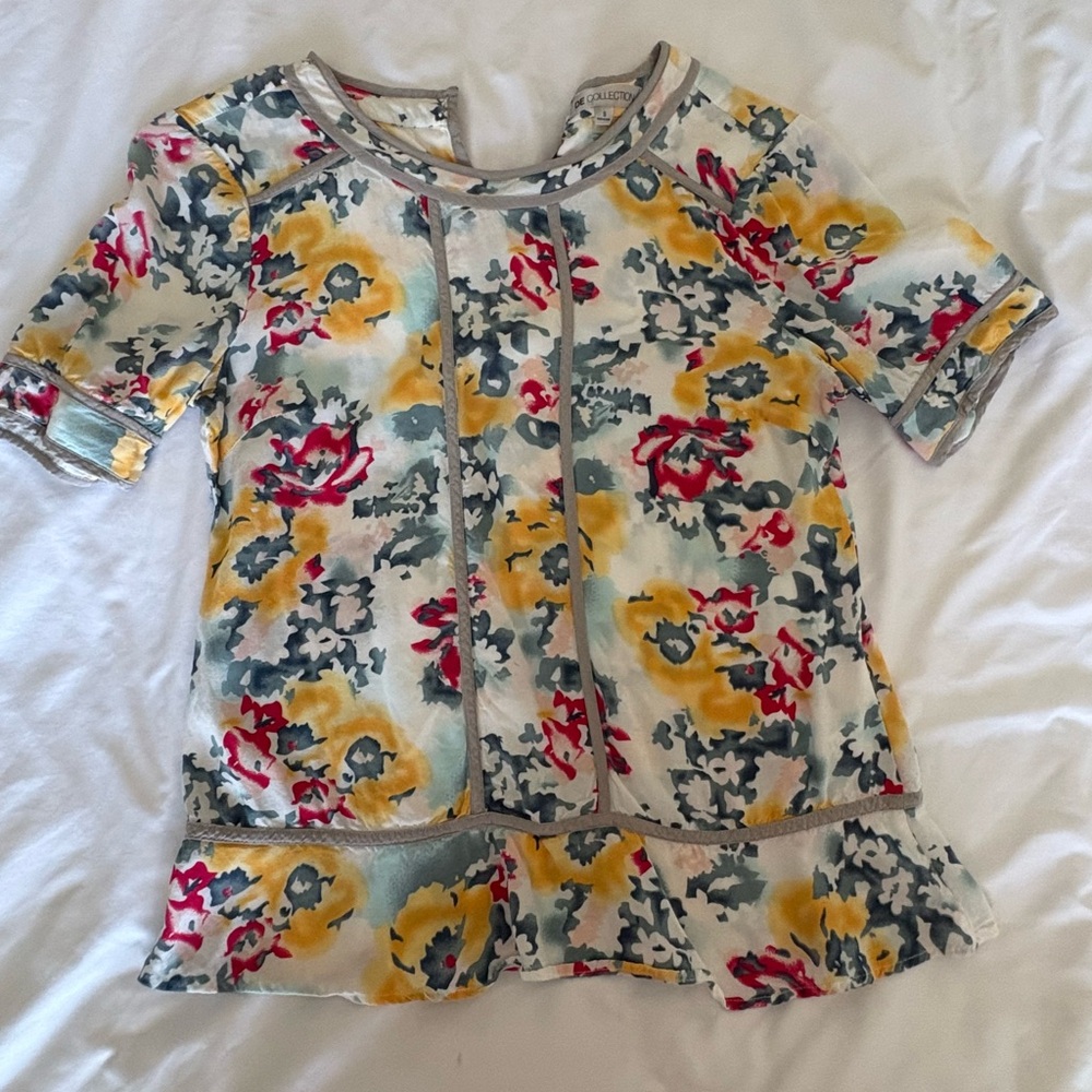 DownEast Floral Blouse - Yellow, Red, Blue